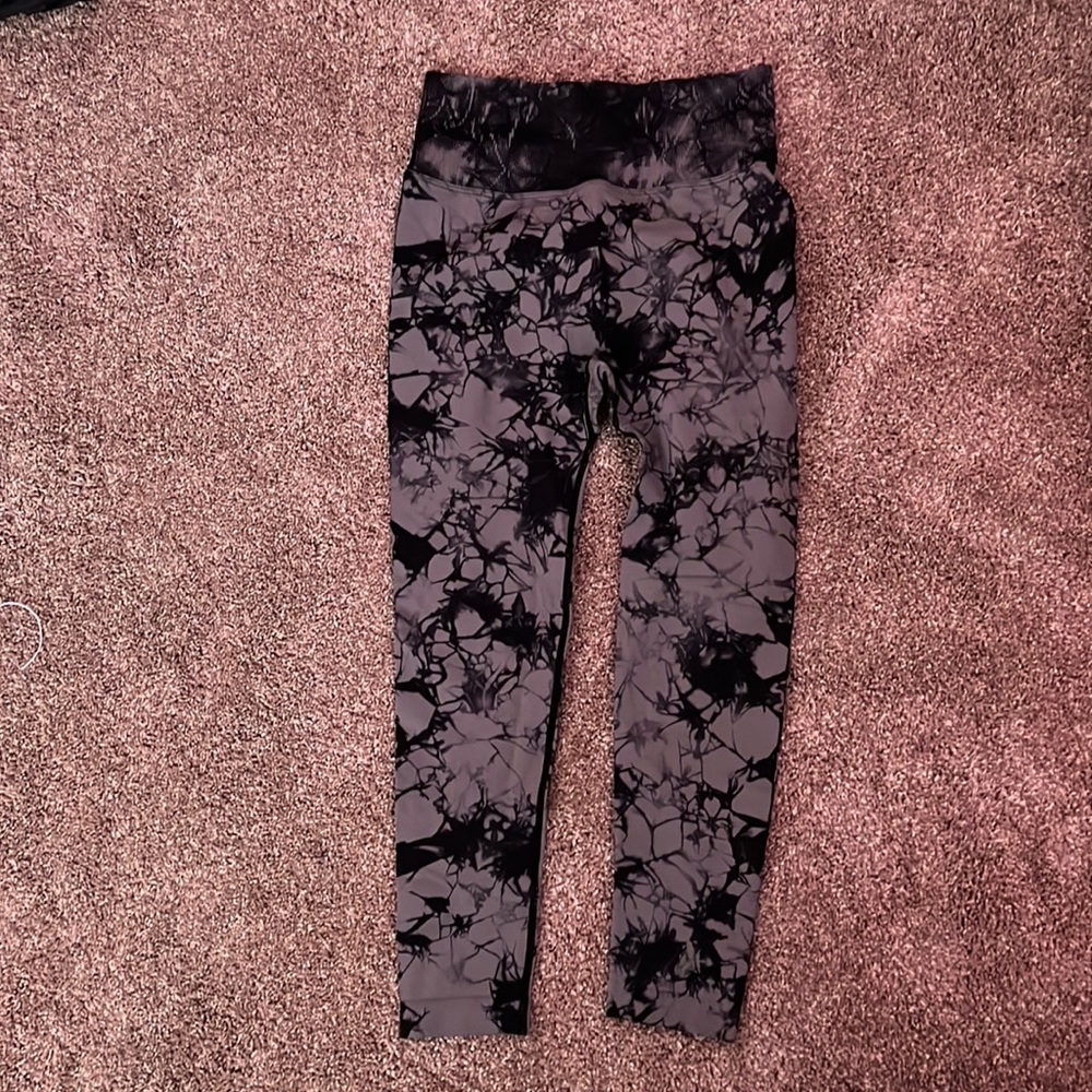 Tie-dyed, black and gray, athletic pants